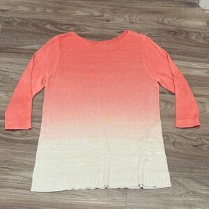 Chico's Coral and Cream Ombre Lightweight‎ Sweater Size 2